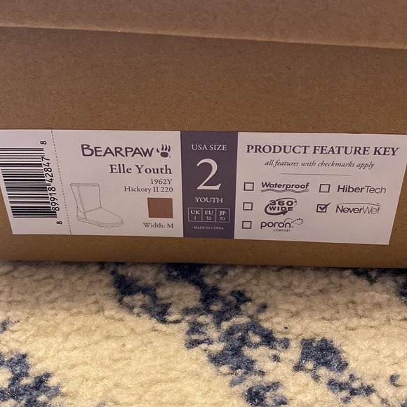 NIB BearPaw Elle Youth Girls Comfy Boots size 2 - Picture 8 of 10